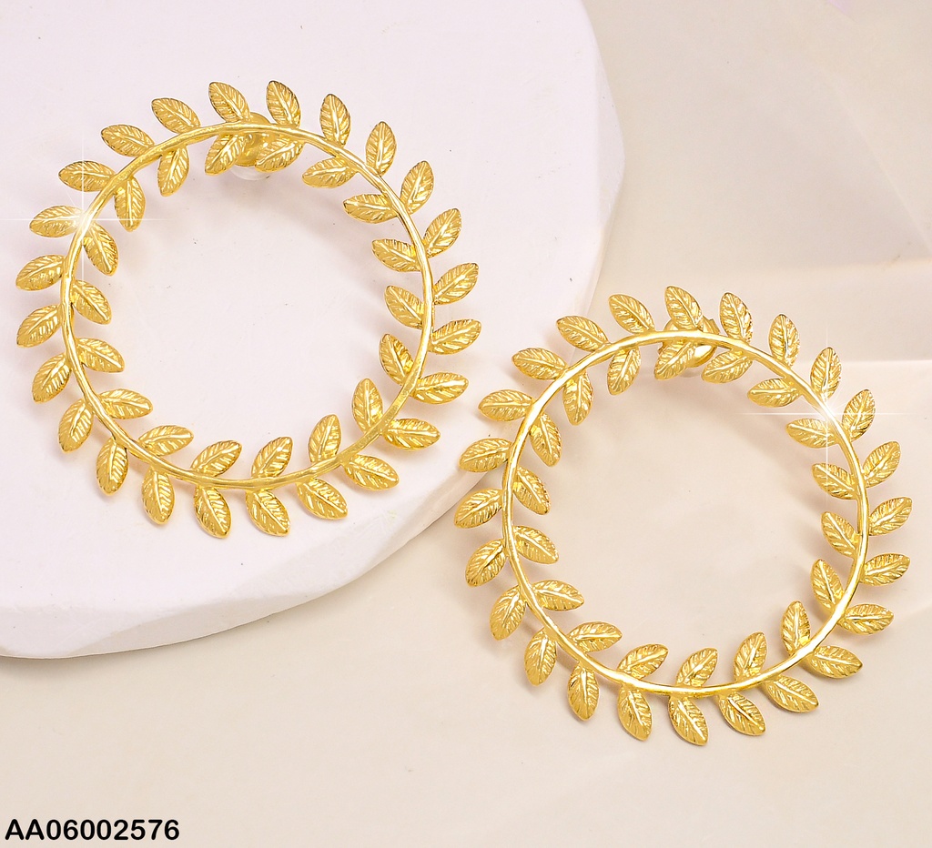 ARETES CIRCULOS HOJAS LAUREL EA508-131