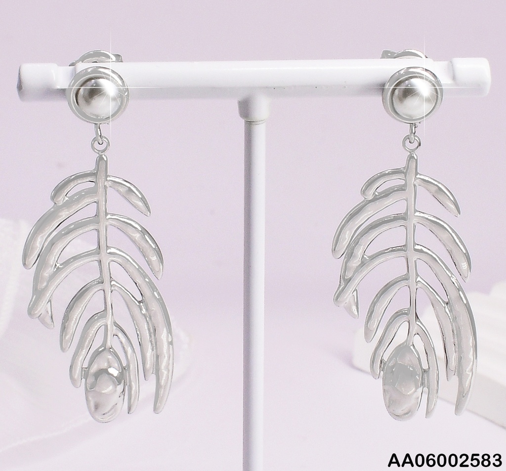 ARETES PLAT. PALMERAS C/MEDIA PERLA EA527-131