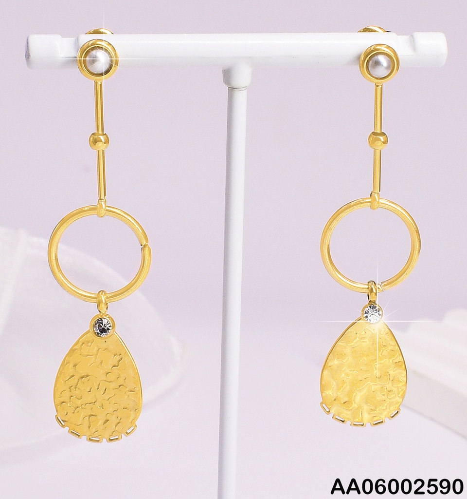 ARETES LINEA VERT.C/CIRCULO-GOTA DORADA EA562-131