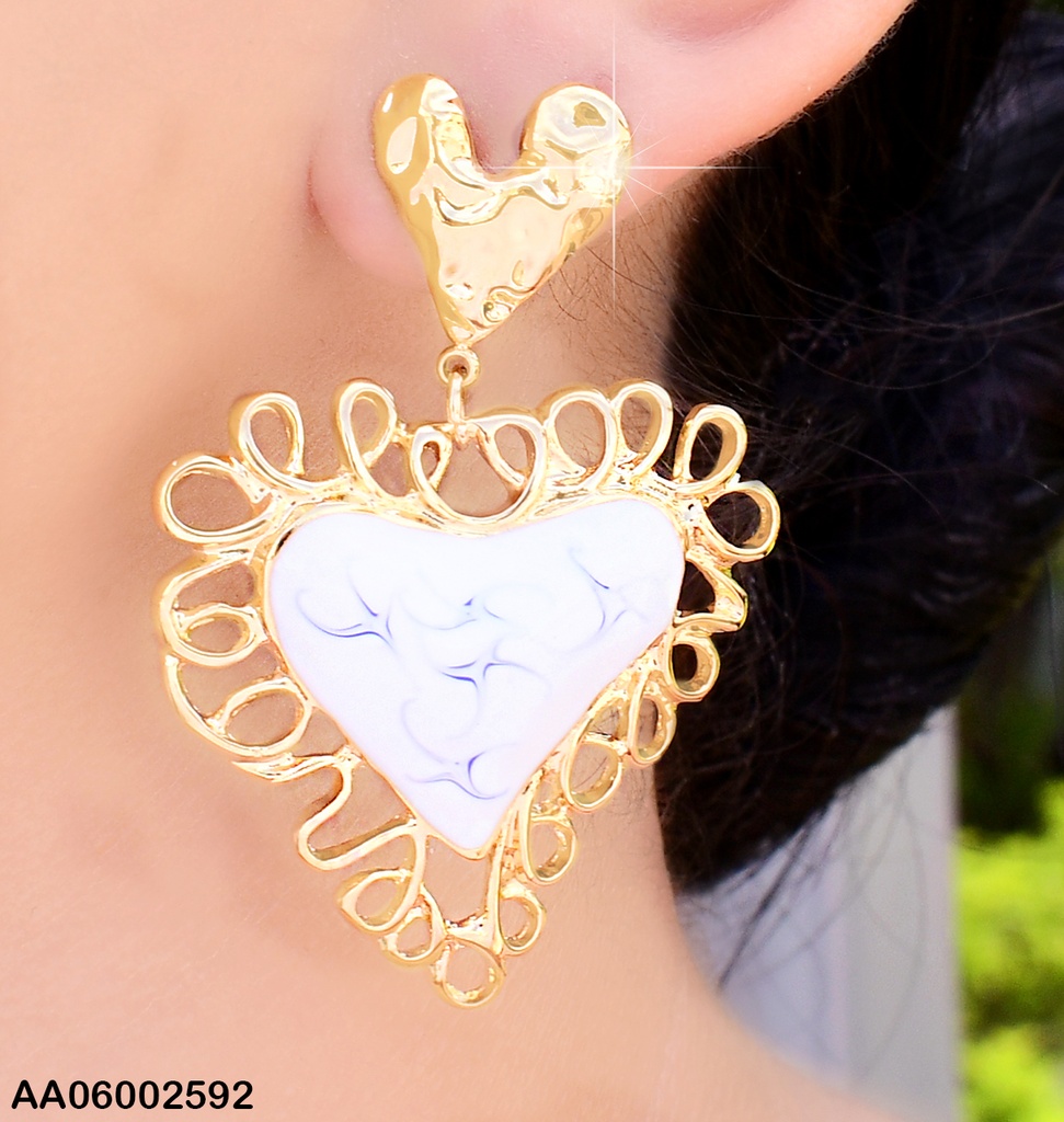 ARETES ESMALTADOS 🤍 BORDES➿➿ COLGANTE EA590-45