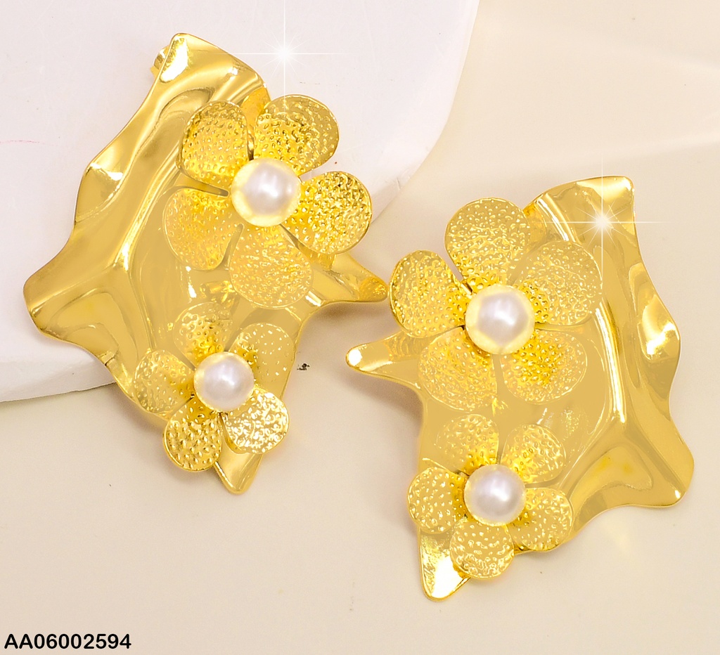 ARETES 2 FLORES CENTRO PERLA EN TRONCO EA595-45
