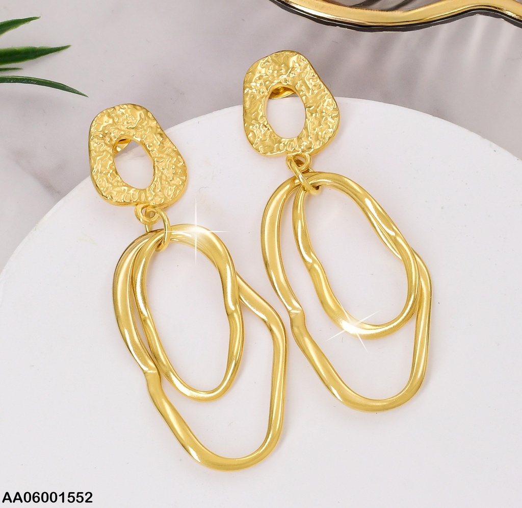 ARETES LARGOS TRIPLE CROQUI ÓVALO IRREGULARES