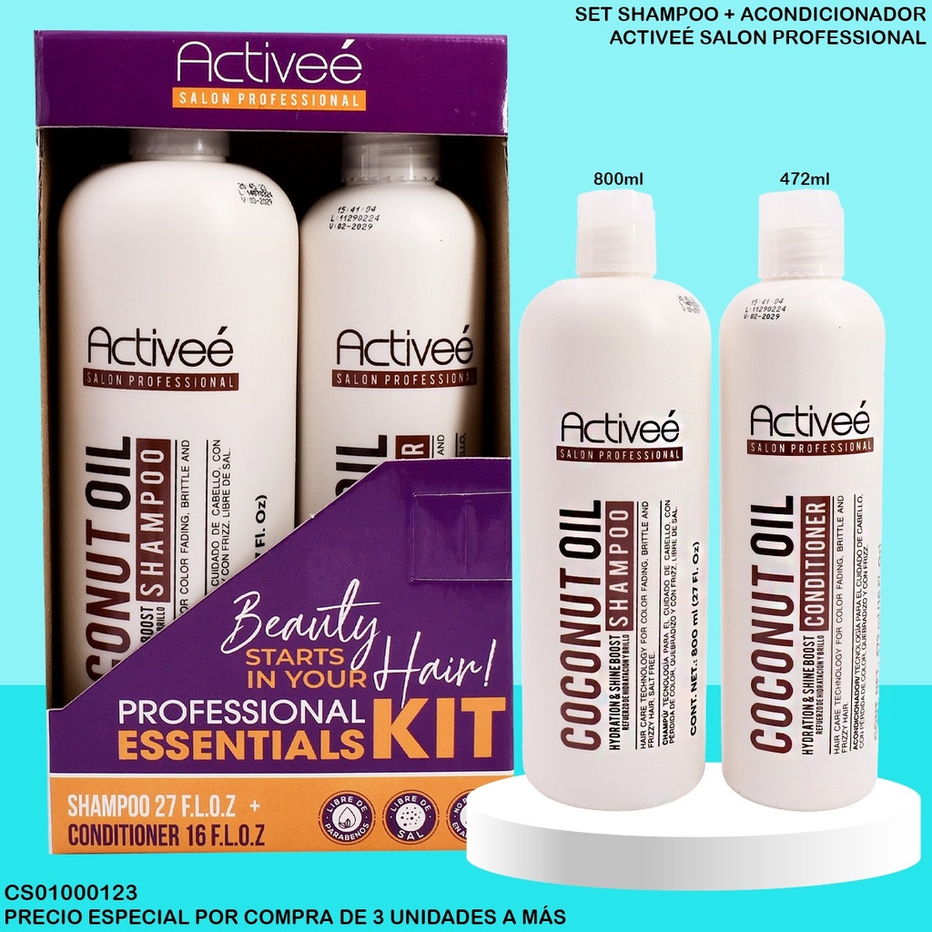 KIT SHAMPOO(27OZ)+ACOND ACTIVEÉ(16OZ) COCONUT OIL 40093C/KI1021-001
