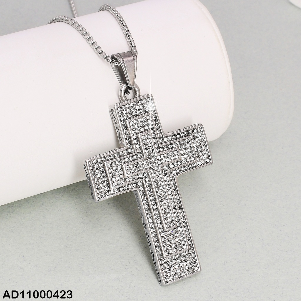 DIJE VARON CRUZ PLAT. ZIRCONIAS 3 NIVELES VD080633-106T