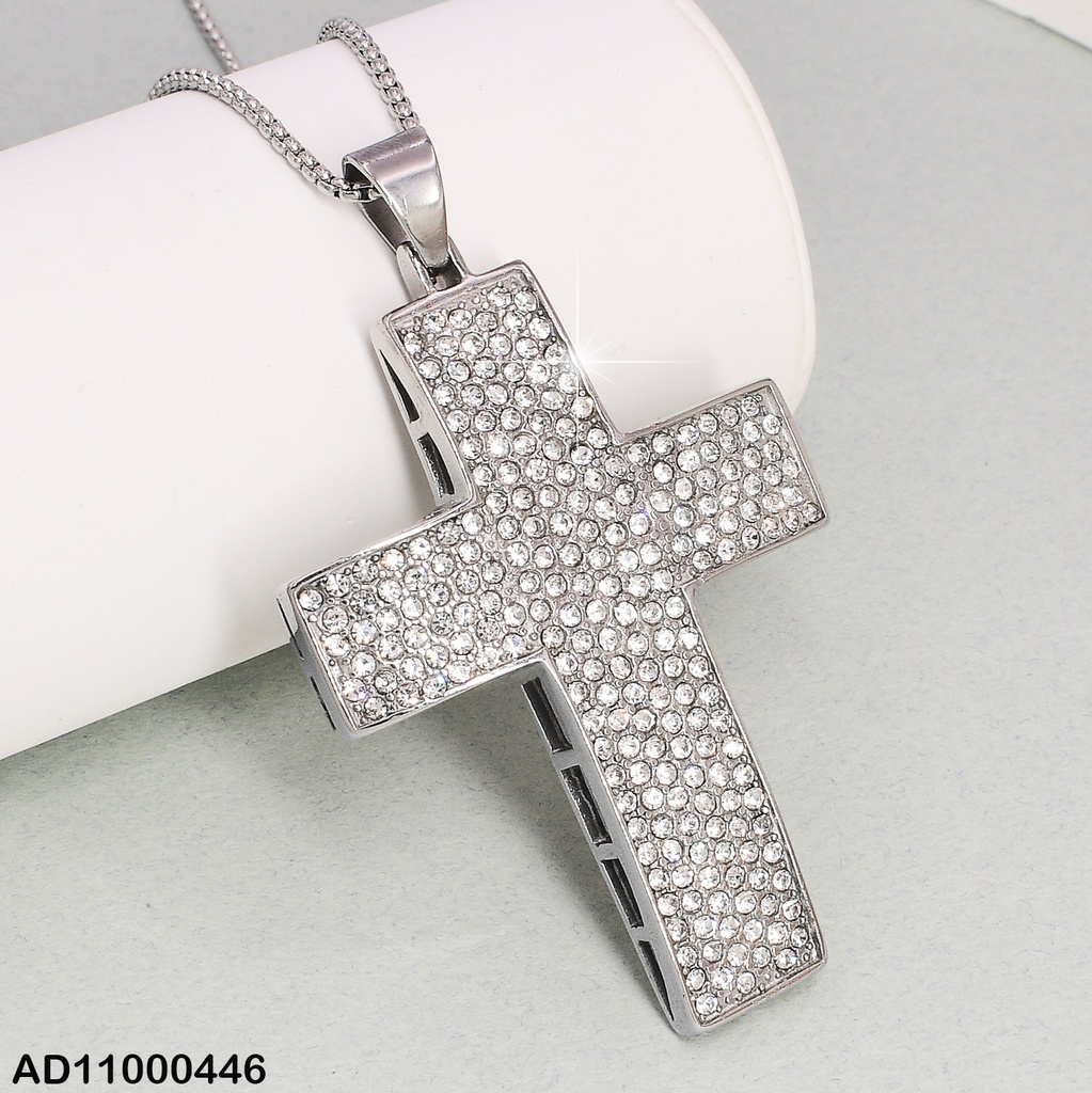 DIJE CRUZ GRANDE ZIRCONIAS BASE PLAT.NO.080630-106T