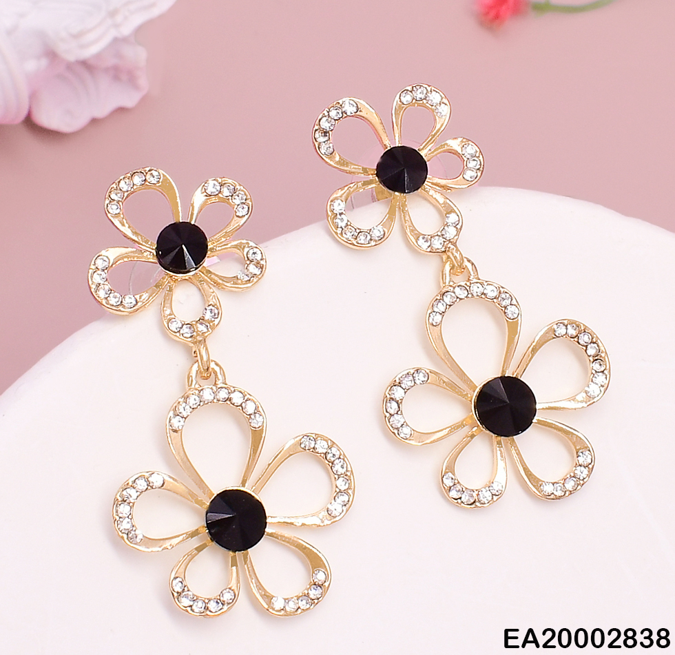 ARETES FLOR DOS FLOR COLGANTE / ZIRC.  # EA182-134