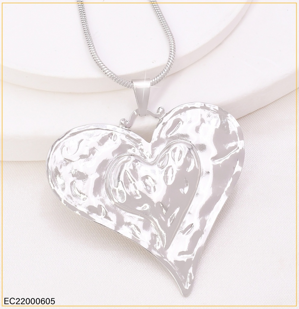 CADENA PLAT. COLA RATON DIJE CORAZÓN IRREG CA349-45