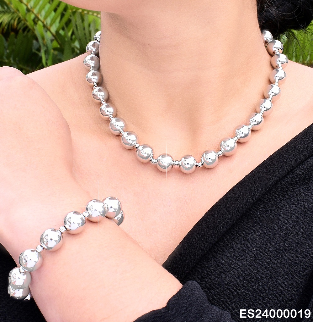 SET PLAT.CADENA-PULSERA PELOTAS GR.SE456-9