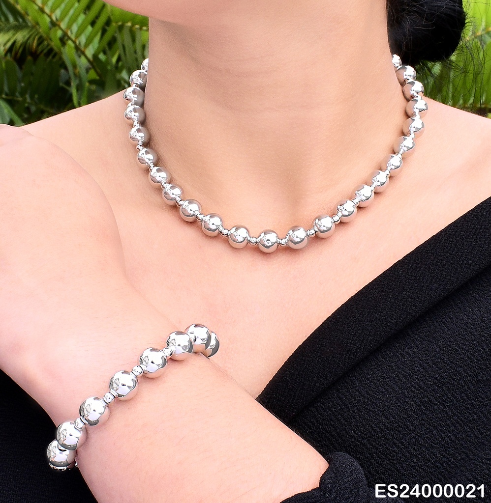 SET PLAT. CADENA-PULSERA PELOTAS MED. SE458-9