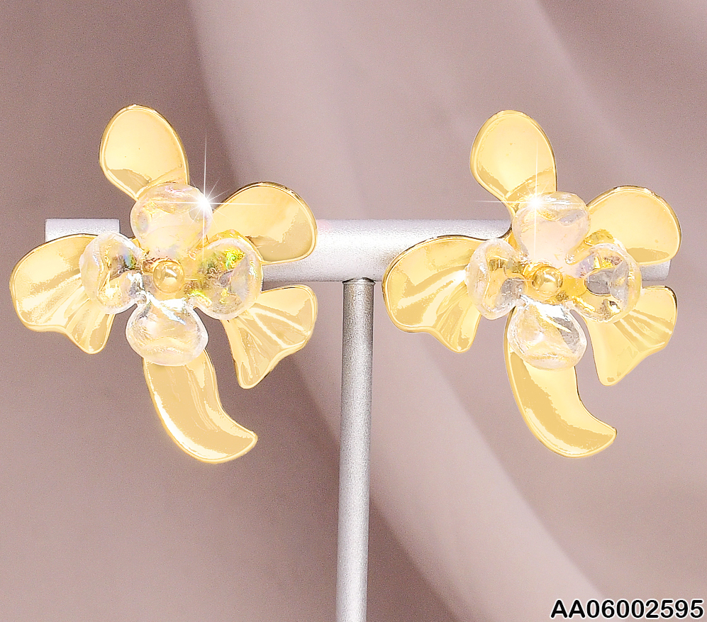 ARETES FLOR 5 PET. IRREG.CENTRO FLOR CRISTAL EA233-45