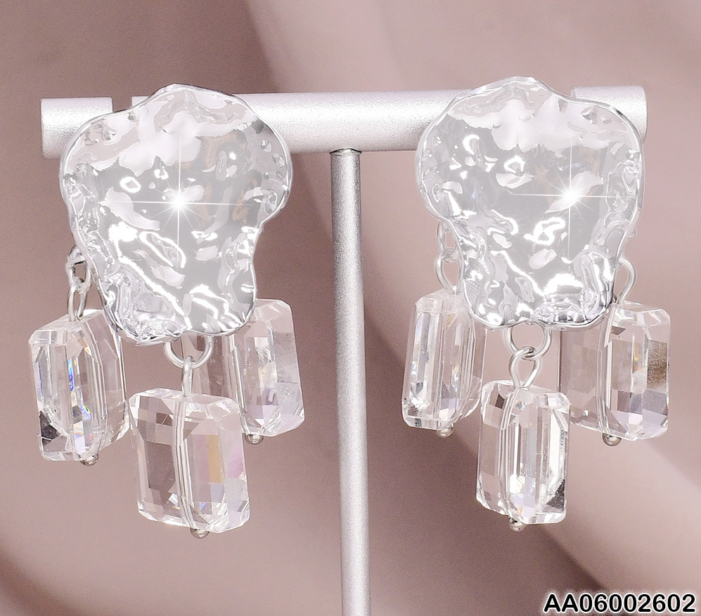 ARETES PLAT. IREGULARES C/3 CUADROS CRISTAL EA408-45
