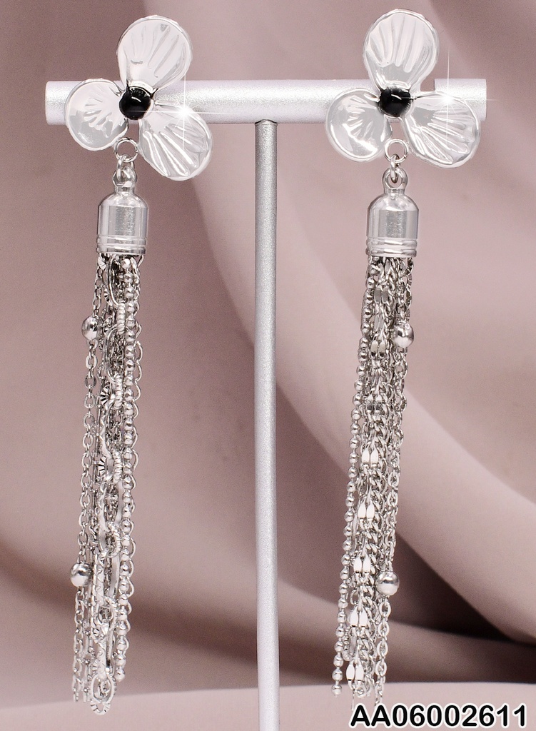 ARETES PLAT. FLOR 3 PET.BORLA COLGANTE EA557-131