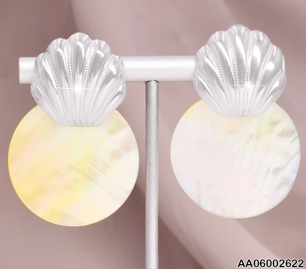 ARETES OSTRA PLATEADA C/RD GR. NACAR EA667-45
