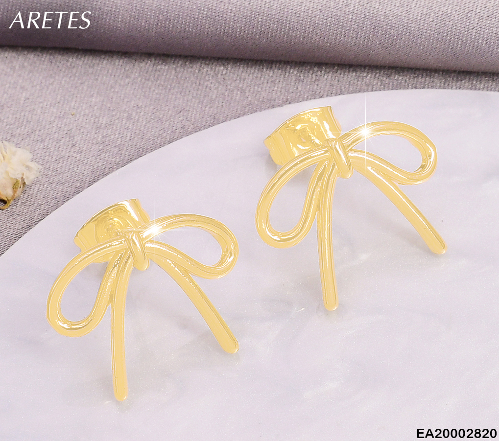 ARETES DOR LAZO LISO OREJAS CAIDAS  CINTAS PEQ. EE784-9