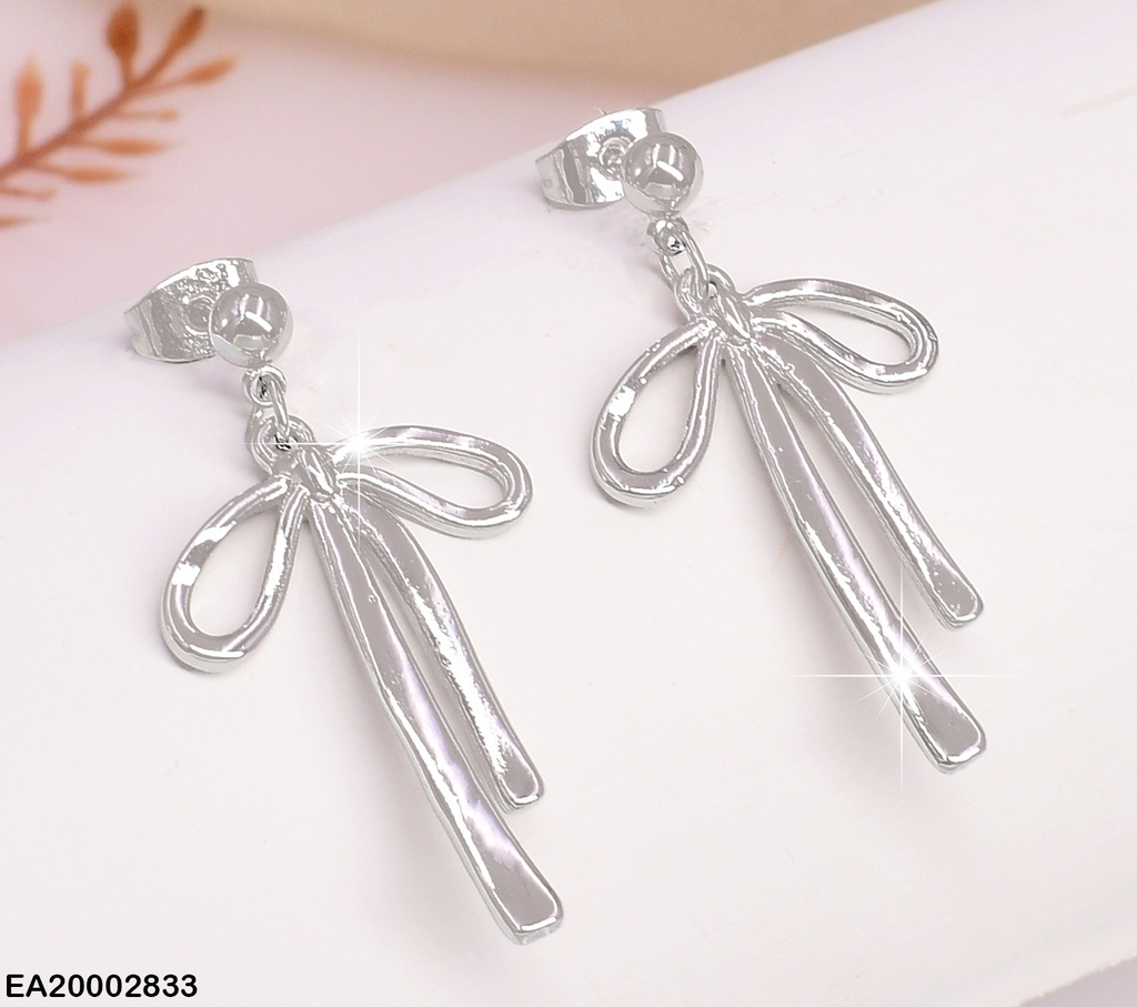 ARETES PLAT. LAZOS ALARGADOS ESTILO TELA EE801-9