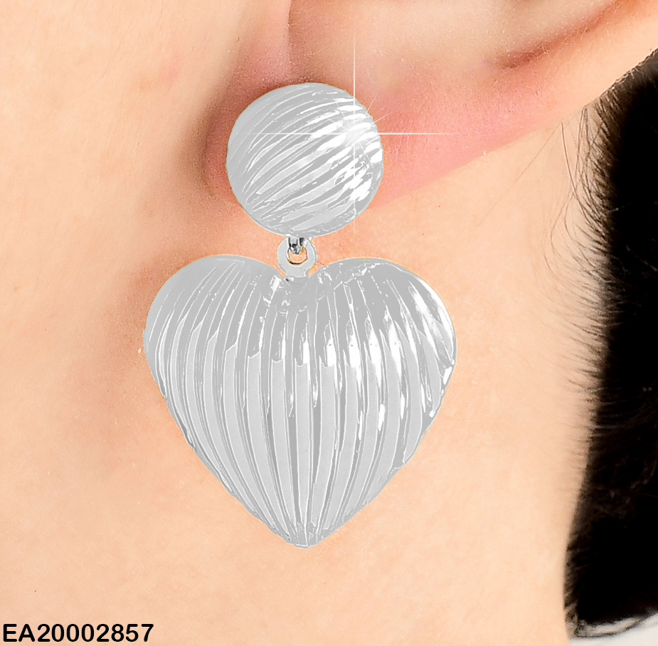ARETES PLAT. CORAZONES PEQ/COLGANTE GR A RAYAS EE850-9