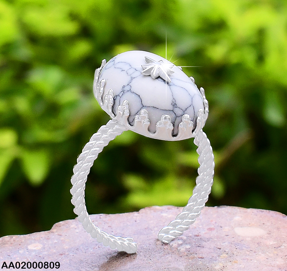 ANILLO PLAT. AJUST.OVALO MARMOL/ESTRELLITA RA159-45