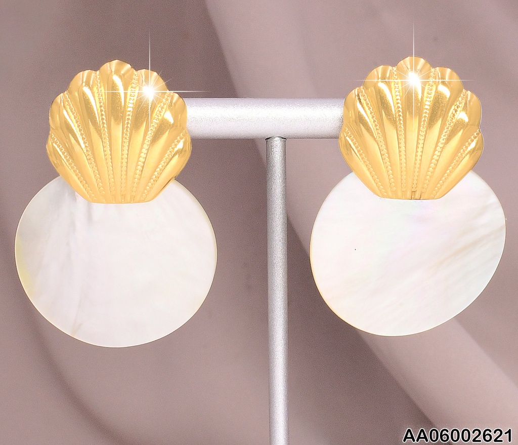 ARETES OSTRA DORADA C/RD GR. NACAR EA666-45