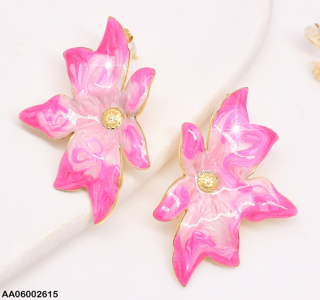 ARETES FLOR IRREGULAR ROSA/FUCSIA EA577-45