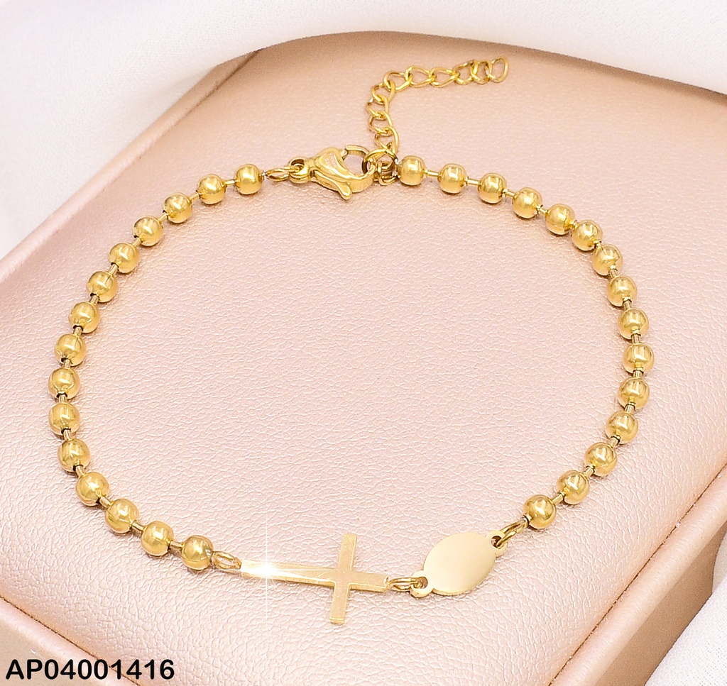 PULSERA PELOTITAS/OVALO CRUZ CENTRO MOD.001239