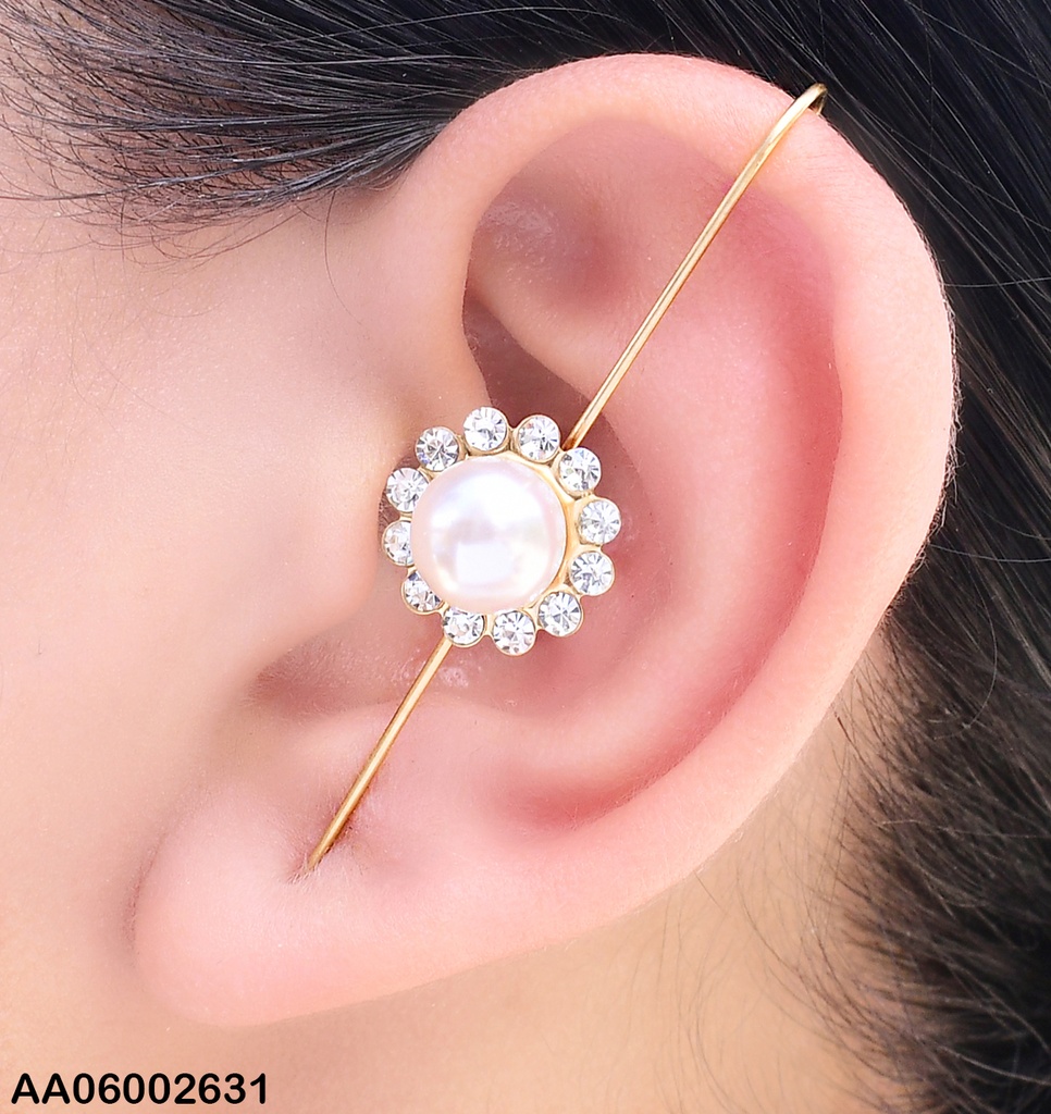 ARETE CAMALEÓN RECTO C/PERLA BORDES ZIRCONIAS A3900