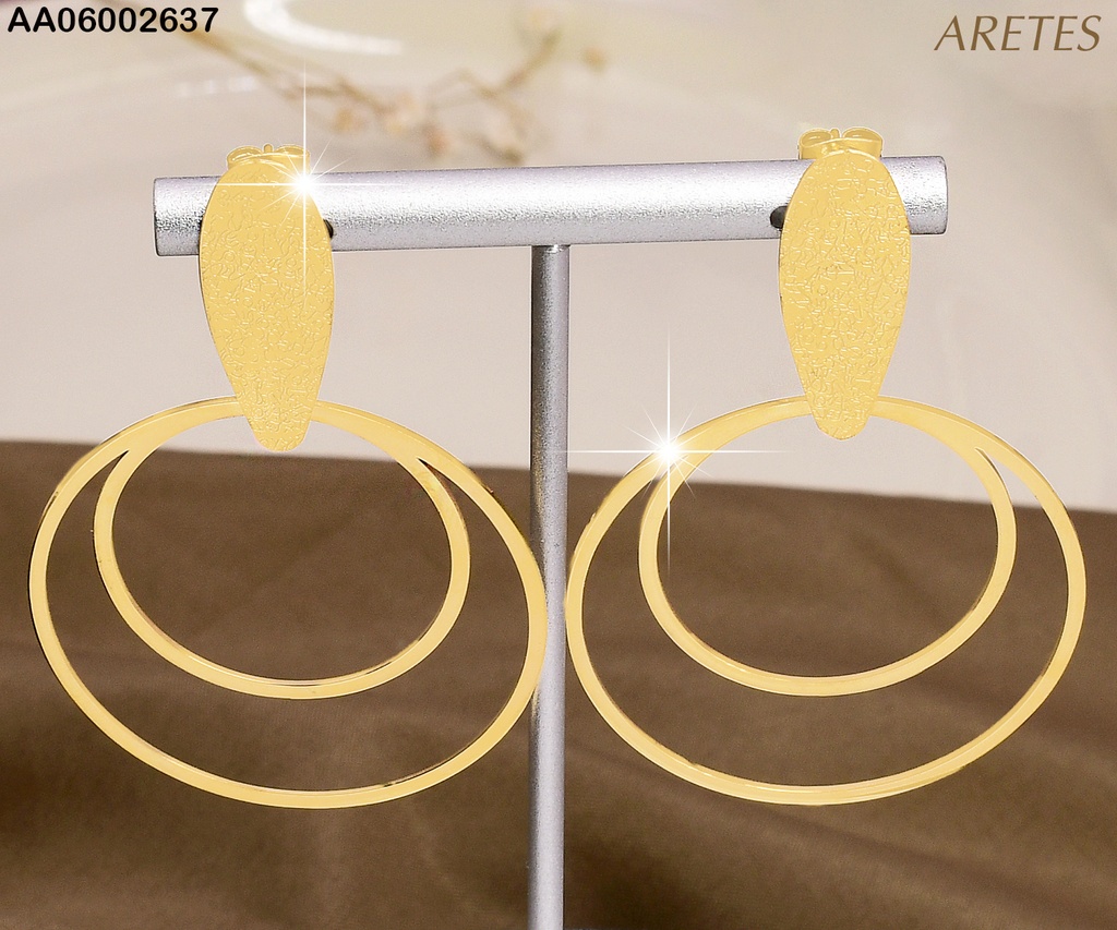 ARETES DOR OVALO / DOBLE CIRCULO GRANDE/PEQ  0897