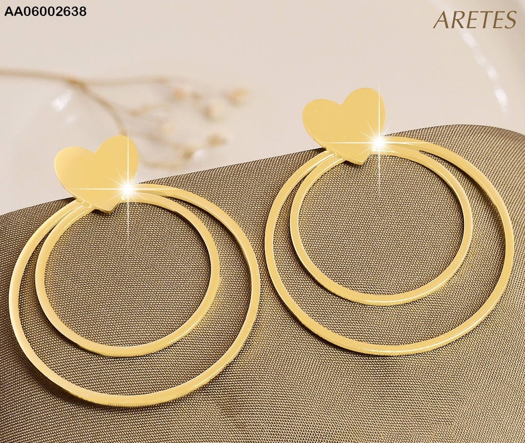 ARETES DOR CORAZON / DOBLE CIRCULO GRANDE/PEQ  0875