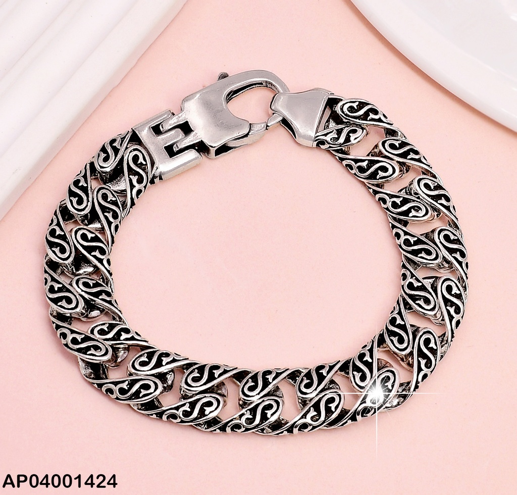 PULSERA PLATD. TRAMA BARBARA # BE103