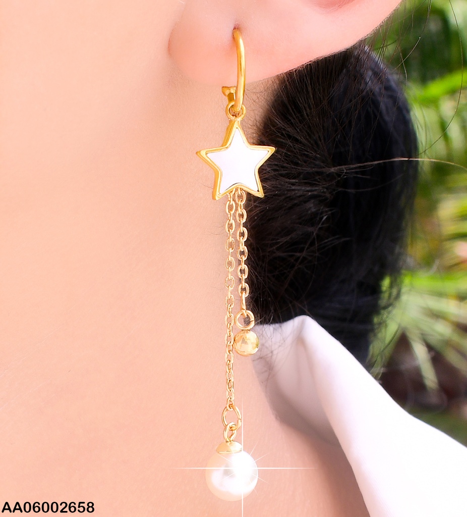 ARETES "C" COLGANTES ESTRELLA/CAD/PERLA 0759