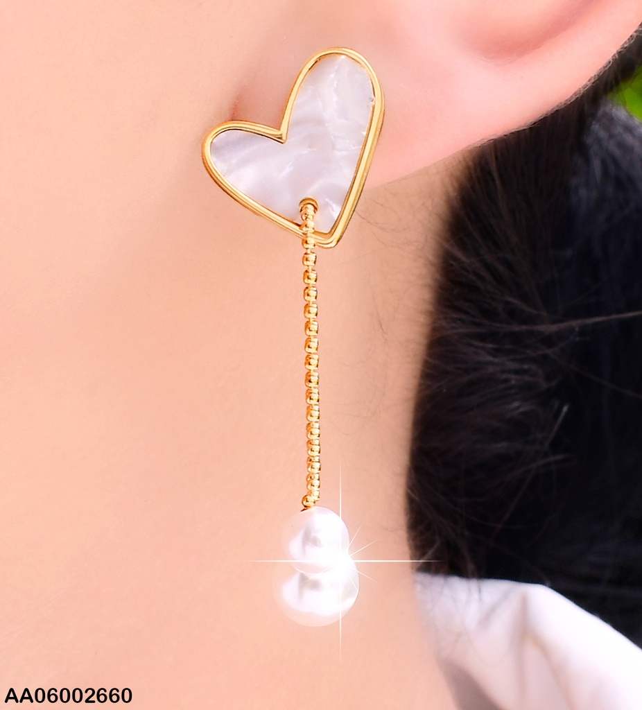 ARETES CORAZON NACAR ATRAVESADOXCAD PERLA COLGANTE