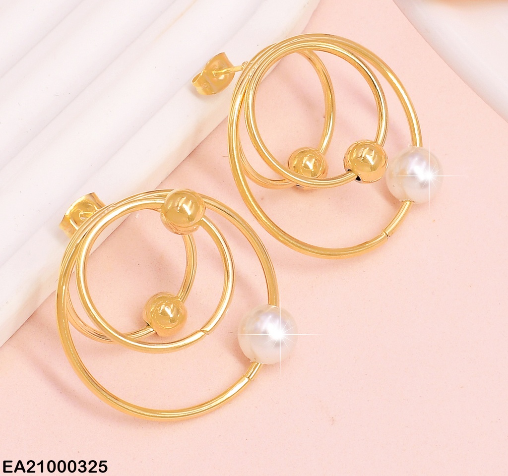 ARGOLLA TRIPLE PELOTITAS DORADAS Y 1 PERLA 003W3866-466