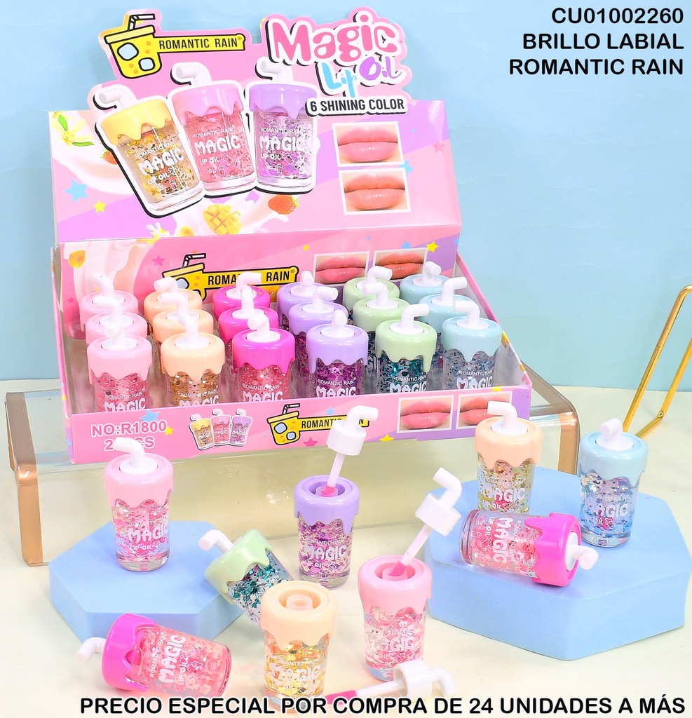 BRILLO LABIAL VASO REFRESCO ROMANTIC RAIN R1800 SURT.