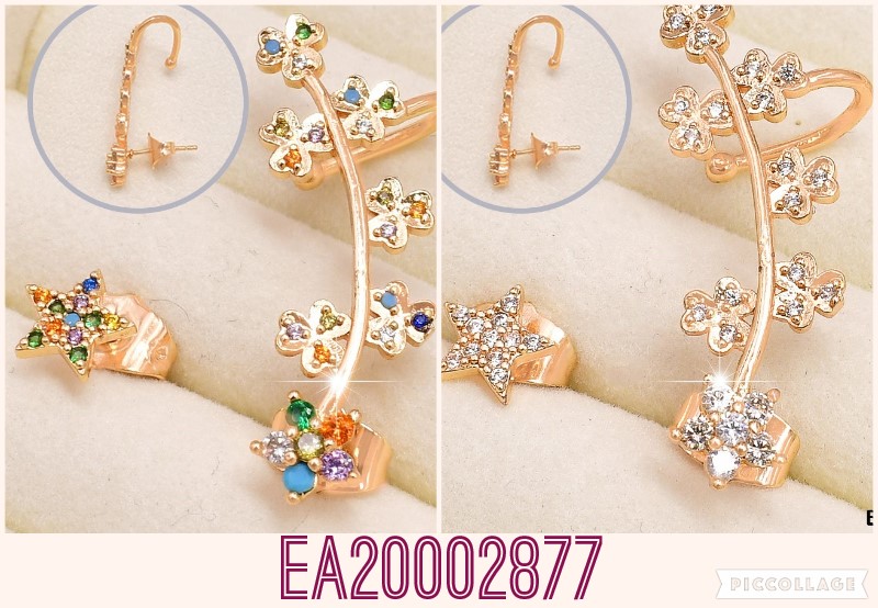 ARETES CAMALEON ASIMETRICO RAMITA C/FLORES-ESTRELLITA S9374
