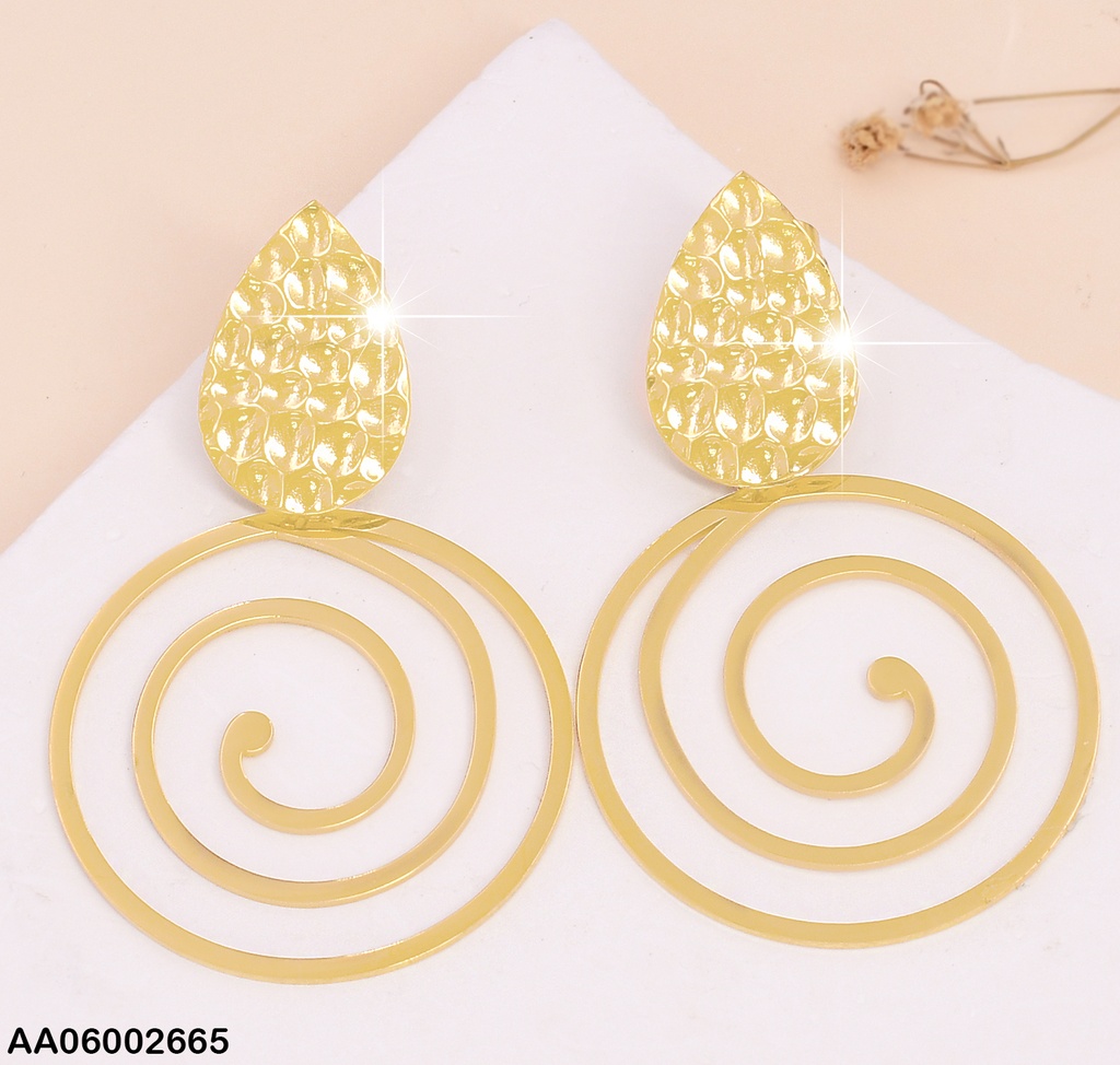 ARETES DOR HOJA PUNTEADA & ESPIRAL