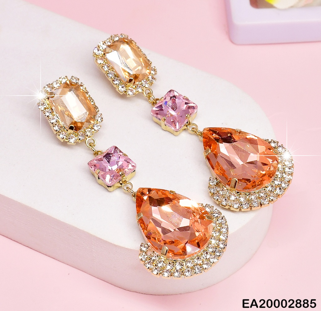 ARETE TRES PIEDRAS OVALADA/CUADRADA/GOTA EE225-98