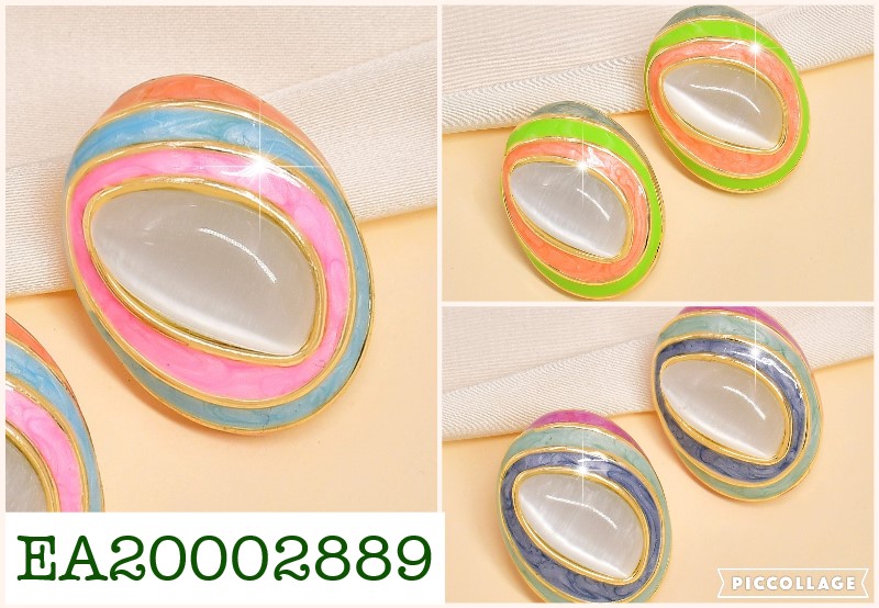 ARETES ESMALTADOS(06) OVAL.COL.SURT C/BLANCO EE517-9