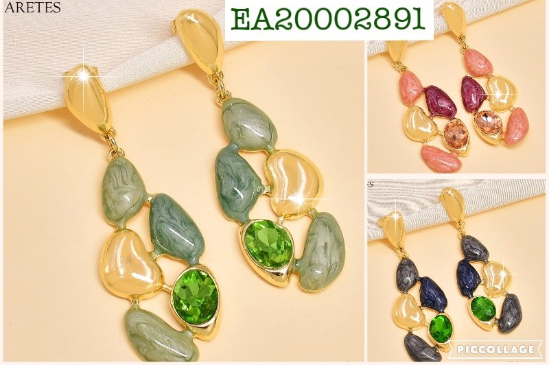 ARETES ESMALTADOS(06) 5 PIEDRAS COL.SURTIDOS EE522-9