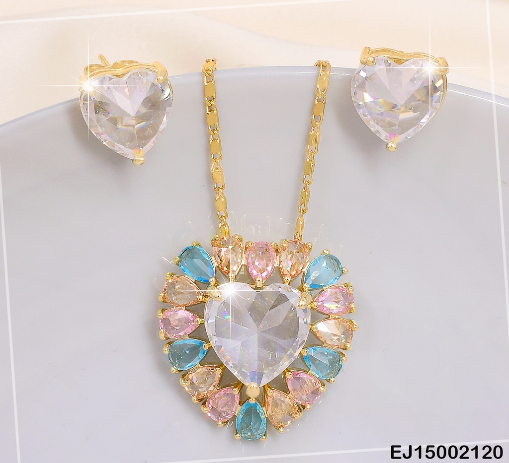 JUEGO ZIRCONIA CORAZON,DIJE C/ZIRC.COL. SE495-3