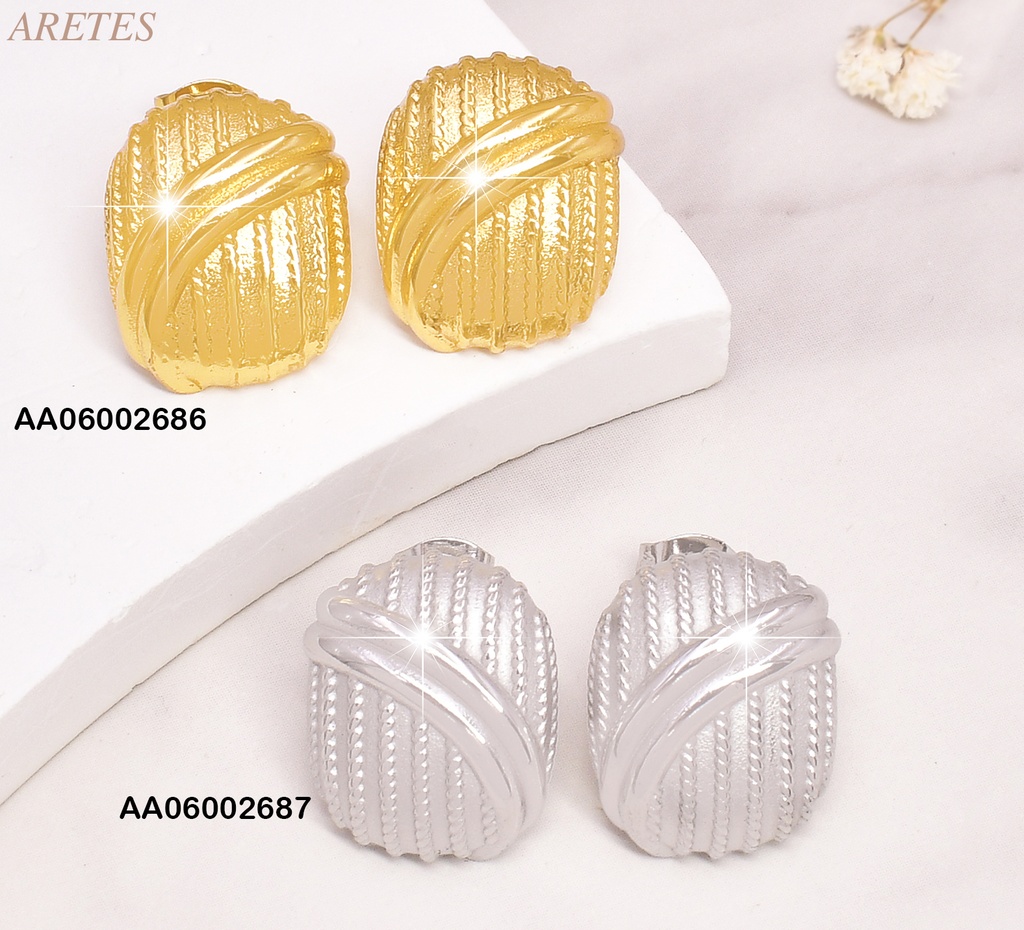 ARETES PLAT. CUADRO VERT. RAYAS VERTICALES/2 PARALELAS EA823-1