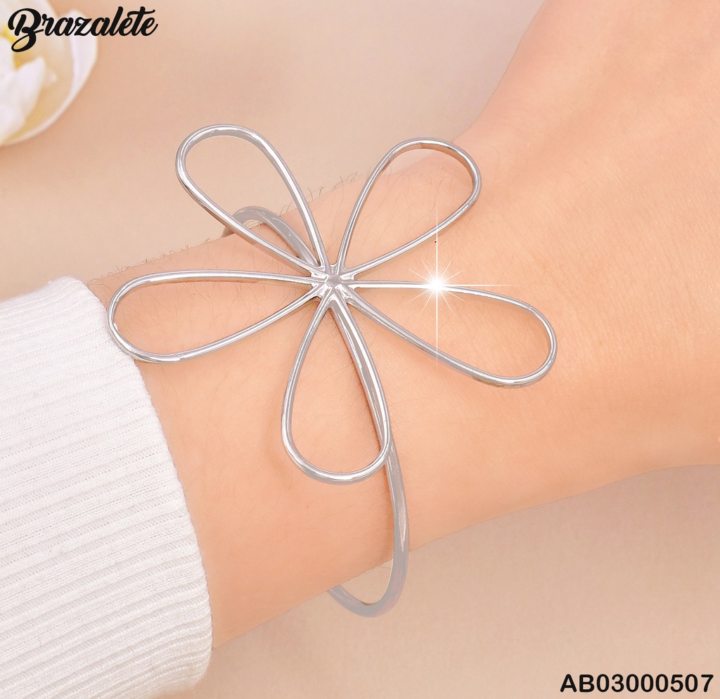 BRAZALETE PLAT. AJUSTABLE CROQUI FLOR BA189-45