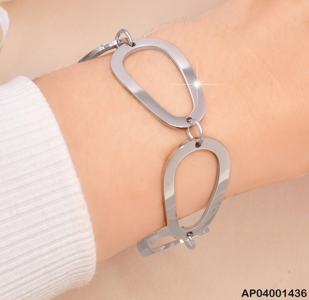 PULSERA PLAT. CROQUI OVALOS PLANOS BA183-45