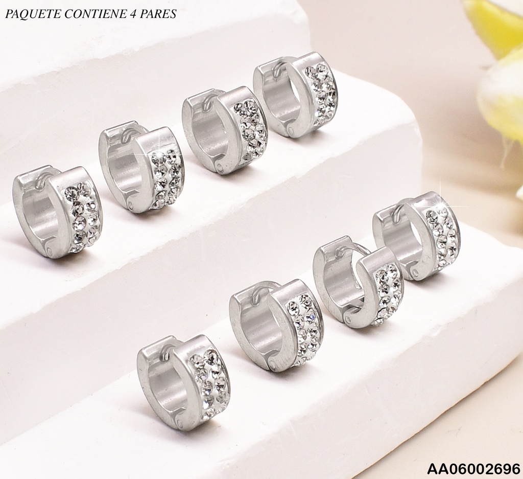 PAQ.4 PARES ARETES PLAT.HUGGIES C/2 LINEAS ZIRC.A4397(65)