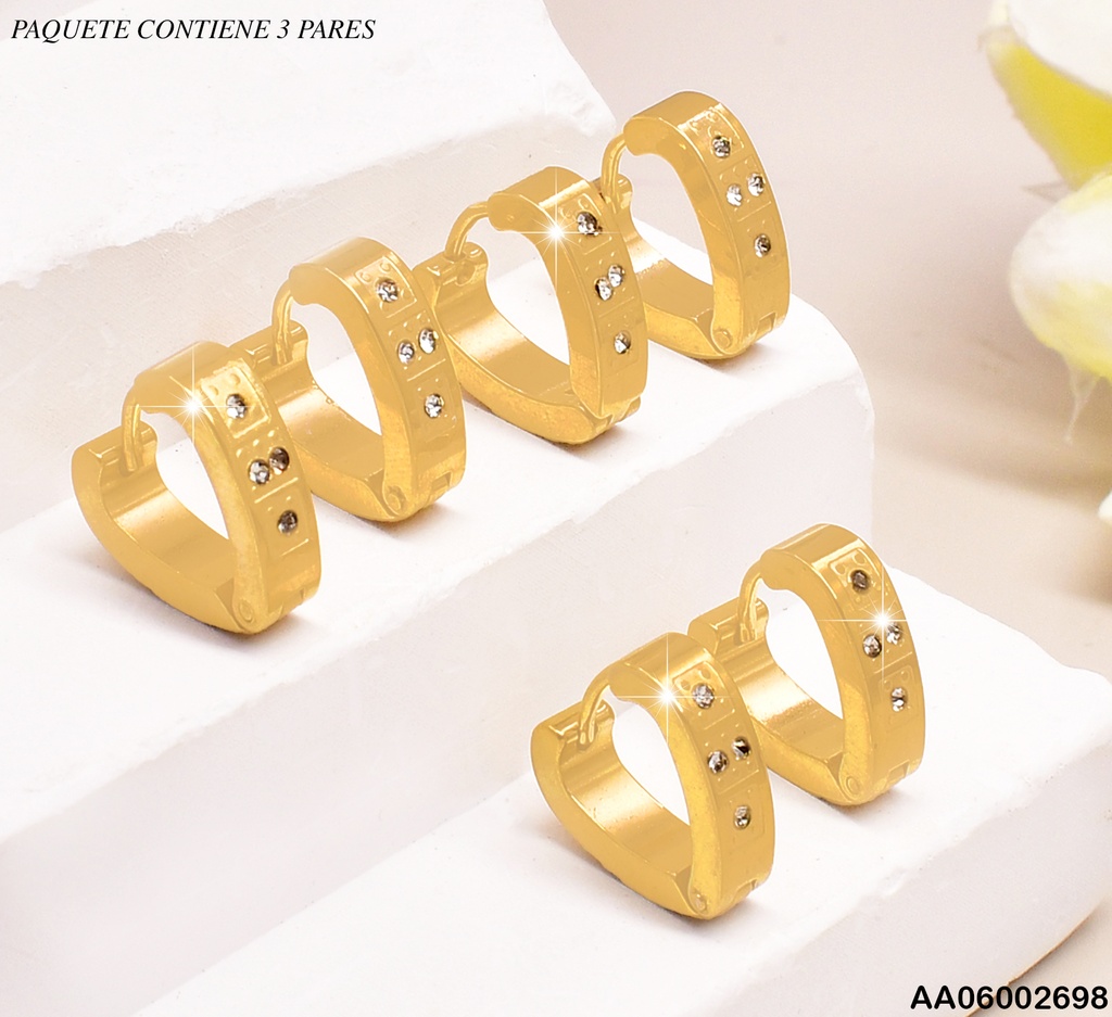 PAQ.3 PARES ARETES HUGGIES CORAZON.4 ZIRC.B314(95)