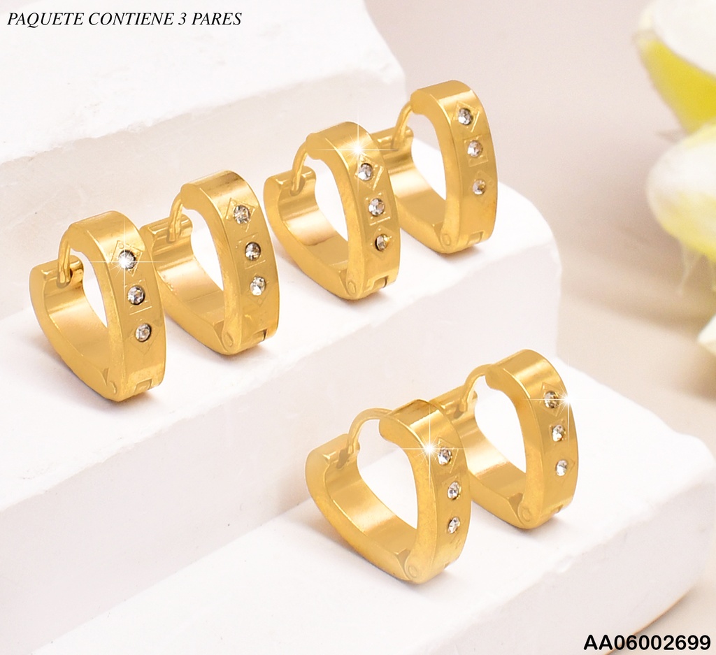 PAQ.3 PARES ARETES HUGGIES CORAZON.3 ZIRC. B301
