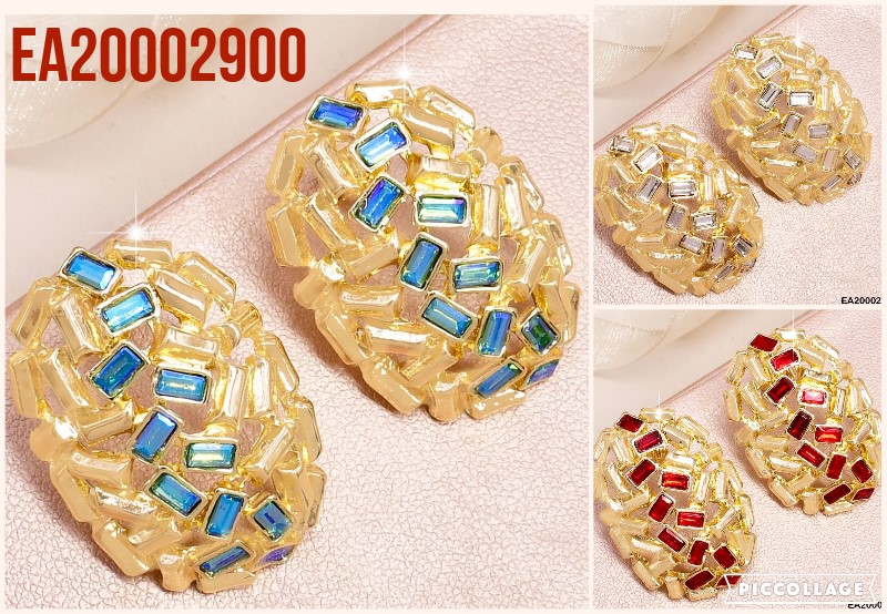 ARETES OVALADOS ALARGADOS CALADOS ZIRC.RECT EE526-9