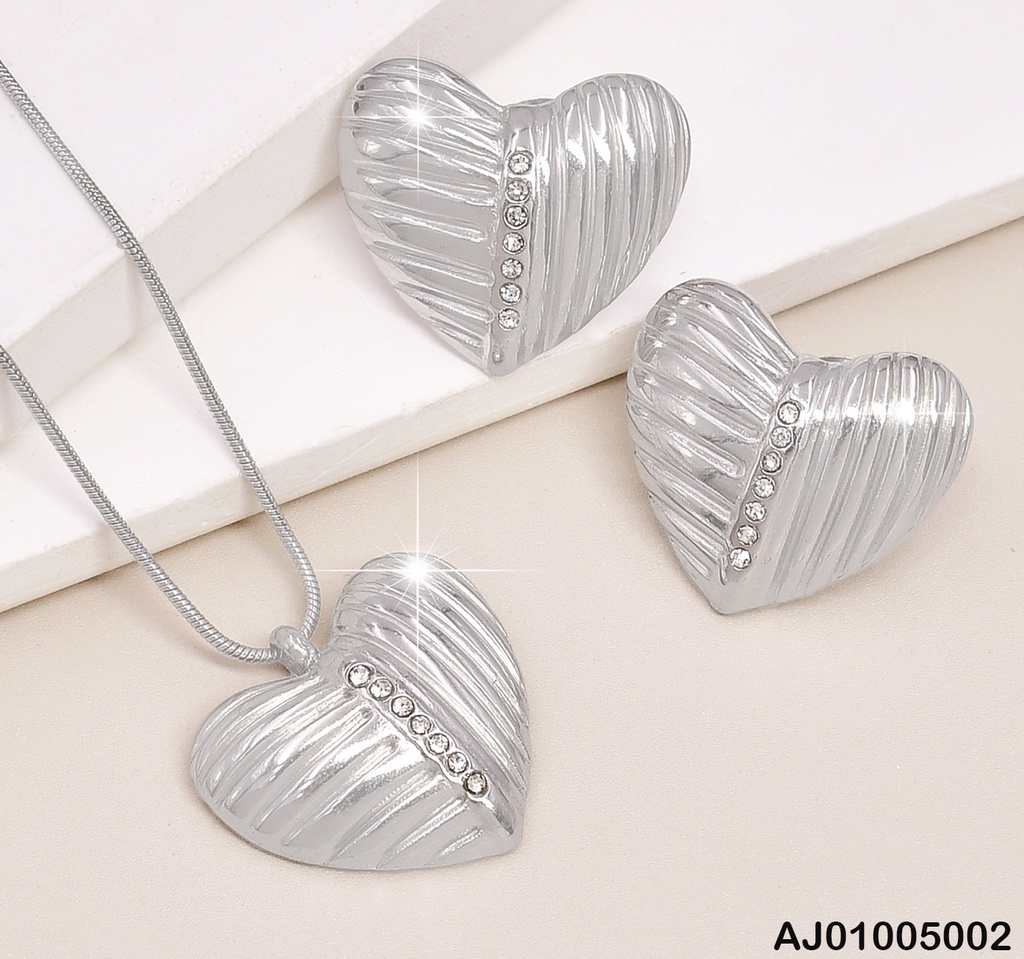 JUEGO PLAT. CORAZON RAYAS HORIZ/VERT ZIRC.CENTRO SA495-1