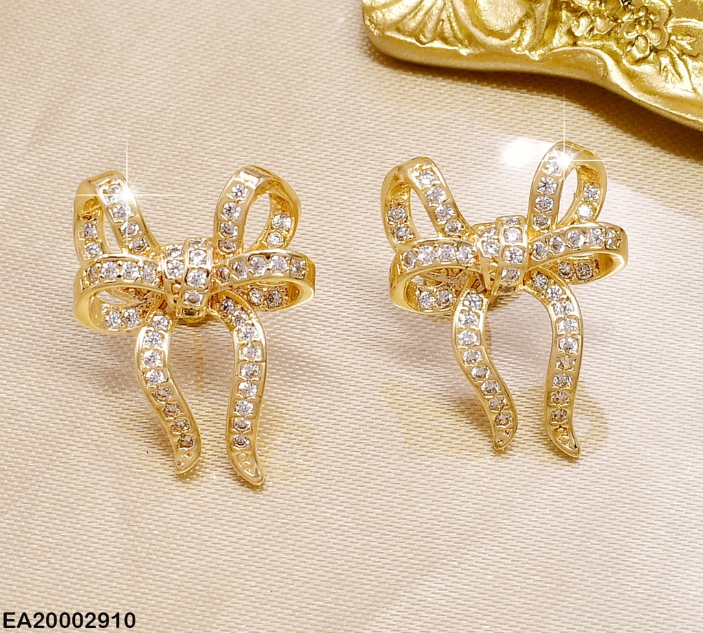 ARETES LAZO ZIRCONIAS OREJITAS DOBLES C/NUDO EE815-10