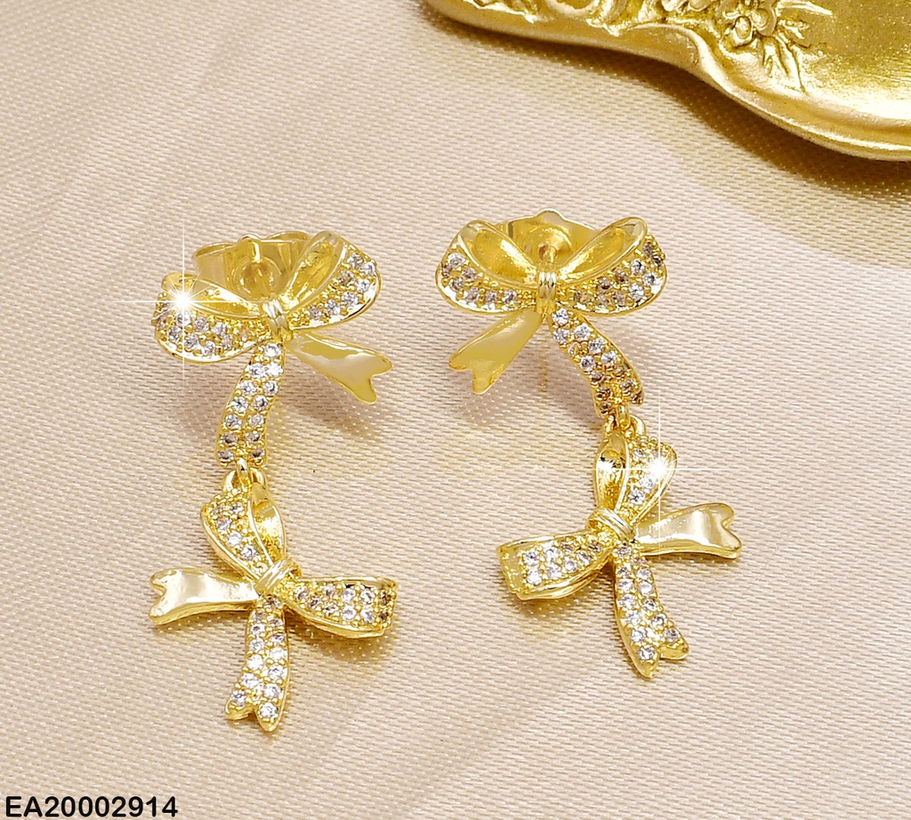 ARETES 2 LAZOS VERTICAL ZIRC/DORADO EE877-3