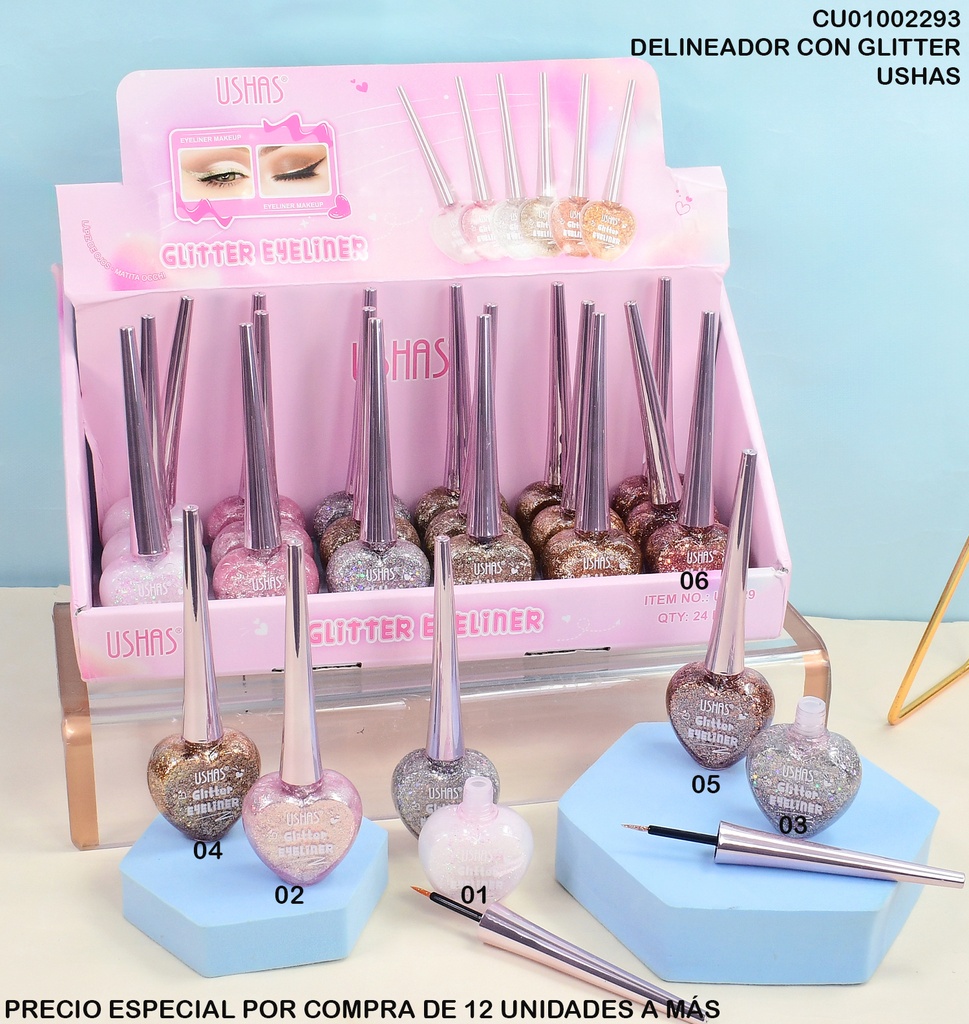 DELINEADOR GLITTER USHAS UC029 COL.SURTIDOS