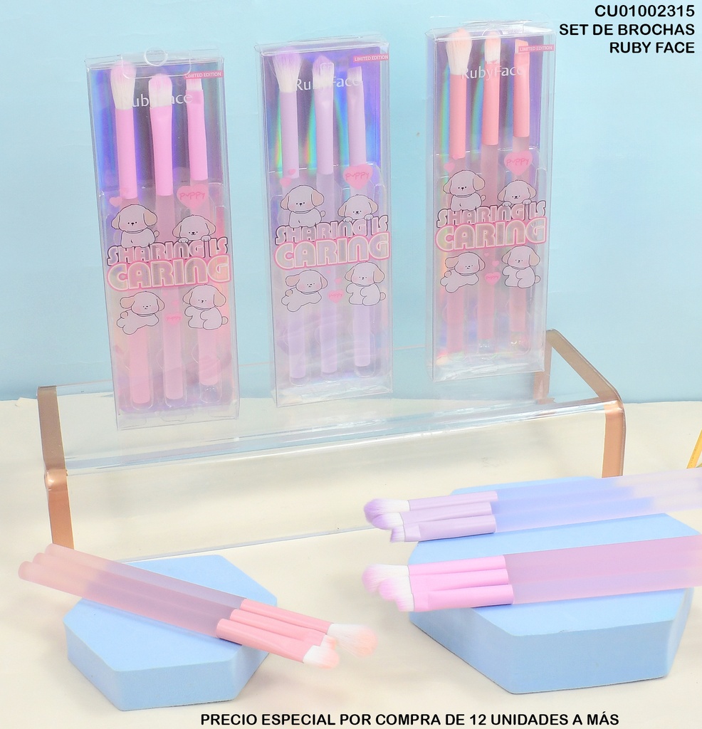 SET 3 BROCHAS SHARING IS CARING RUBY FACE USHAS PQEYE3PCS